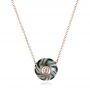 18k Rose Gold 18k Rose Gold Carved Turquoise Tahitian Pearl And Diamond Pendant - Three-Quarter View -  102573 - Thumbnail