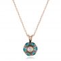 18k Rose Gold 18k Rose Gold Carved Turquoise Tahitian Pearl And Diamond Pendant - Three-Quarter View -  102574 - Thumbnail