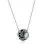 14k White Gold Carved Turquoise Tahitian Pearl And Diamond Pendant - Flat View -  102573 - Thumbnail