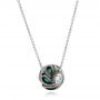 18k White Gold 18k White Gold Carved Turquoise Tahitian Pearl And Diamond Pendant - Flat View -  102573 - Thumbnail