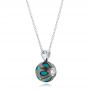 14k White Gold Carved Turquoise Tahitian Pearl And Diamond Pendant - Flat View -  102574 - Thumbnail