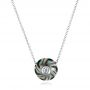 14k White Gold Carved Turquoise Tahitian Pearl And Diamond Pendant - Three-Quarter View -  102573 - Thumbnail