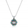 14k White Gold Carved Turquoise Tahitian Pearl And Diamond Pendant - Three-Quarter View -  102574 - Thumbnail