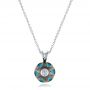  Platinum Platinum Carved Turquoise Tahitian Pearl And Diamond Pendant - Three-Quarter View -  102574 - Thumbnail