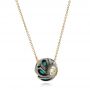 14k Yellow Gold 14k Yellow Gold Carved Turquoise Tahitian Pearl And Diamond Pendant - Flat View -  102573 - Thumbnail