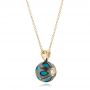 14k Yellow Gold 14k Yellow Gold Carved Turquoise Tahitian Pearl And Diamond Pendant - Flat View -  102574 - Thumbnail