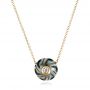 18k Yellow Gold 18k Yellow Gold Carved Turquoise Tahitian Pearl And Diamond Pendant - Three-Quarter View -  102573 - Thumbnail