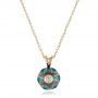 18k Yellow Gold 18k Yellow Gold Carved Turquoise Tahitian Pearl And Diamond Pendant - Three-Quarter View -  102574 - Thumbnail