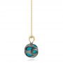18k Yellow Gold 18k Yellow Gold Carved Turquoise Tahitian Pearl And Diamond Pendant - Side View -  102574 - Thumbnail
