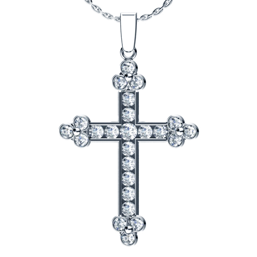 Channel Set Diamond Cross Pendant - Image