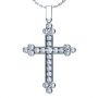  14K Gold Channel Set Diamond Cross Pendant - Flat View -  960 - Thumbnail