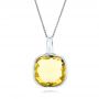 18k White Gold 18k White Gold Checkerboard Lemon Quartz Pendant - Three-Quarter View -  101018 - Thumbnail