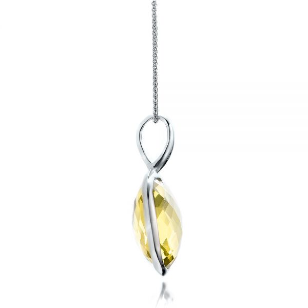  Platinum Platinum Checkerboard Lemon Quartz Pendant - Side View -  101018