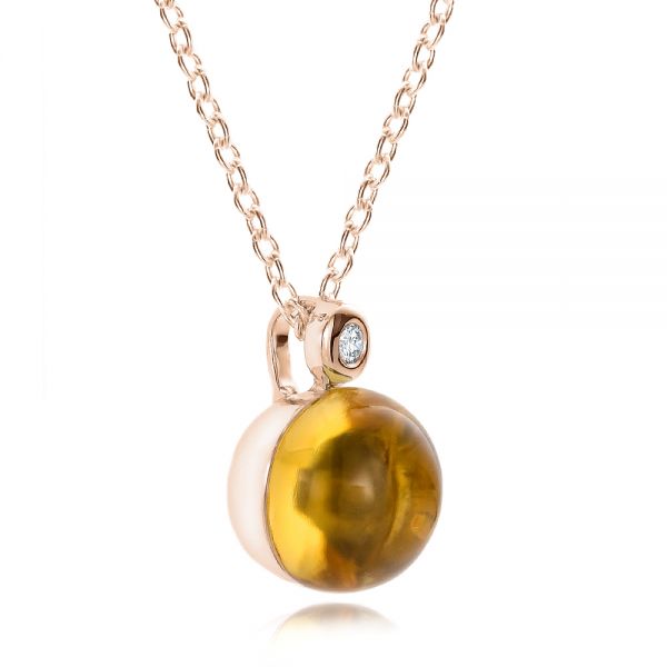 14k Rose Gold 14k Rose Gold Citrine Cabochon And Diamond Pendant - Flat View - 100445