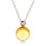18k Rose Gold 18k Rose Gold Citrine Cabochon And Diamond Pendant - Three-Quarter View -  100445 - Thumbnail