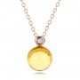 18k Rose Gold 18k Rose Gold Citrine Cabochon And Diamond Pendant - Three-Quarter View -  100445 - Thumbnail