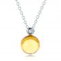 18k White Gold 18k White Gold Citrine Cabochon And Diamond Pendant - Three-Quarter View -  100445 - Thumbnail