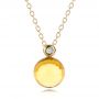 18k Yellow Gold 18k Yellow Gold Citrine Cabochon And Diamond Pendant - Three-Quarter View -  100445 - Thumbnail