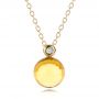 14k Yellow Gold 14k Yellow Gold Citrine Cabochon And Diamond Pendant - Three-Quarter View -  100445 - Thumbnail