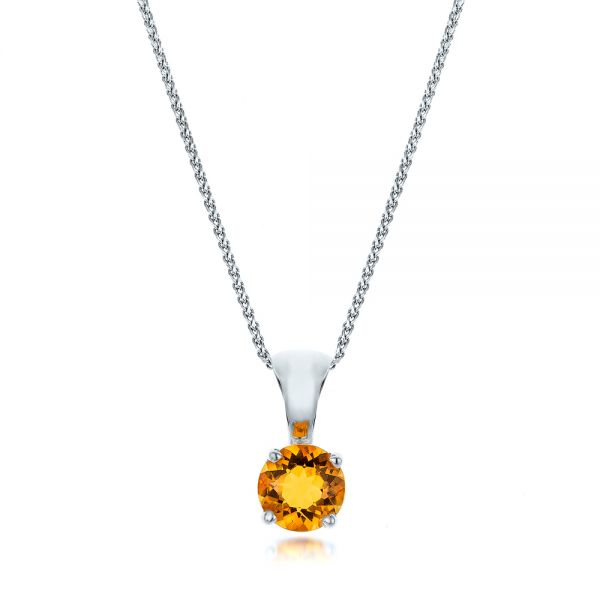 18k White Gold 18k White Gold Citrine Pendant - Three-Quarter View -  100962