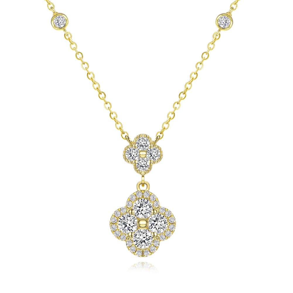 Clover Diamond Drop Necklace - Image
