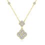 14k Yellow Gold Clover Diamond Drop Necklace - Three-Quarter View -  108493 - Thumbnail