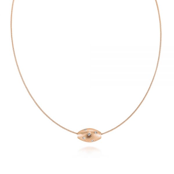 14k Rose Gold 14k Rose Gold Cocoon Slide Diamond Necklace - Three-Quarter View -  105807