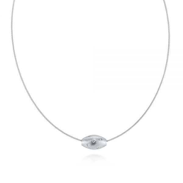  Platinum Platinum Cocoon Slide Diamond Necklace - Three-Quarter View -  105807