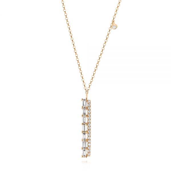 14k Rose Gold Contemporary Diamond Necklace - Three-Quarter View -  103701
