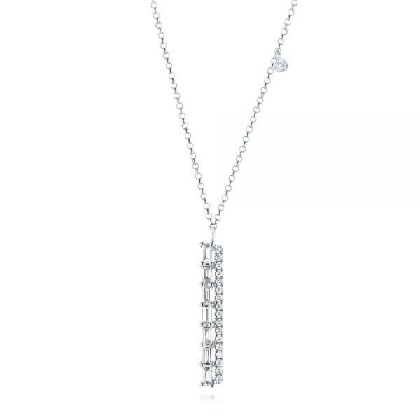 14k White Gold 14k White Gold Contemporary Diamond Necklace - Three-Quarter View -  103701