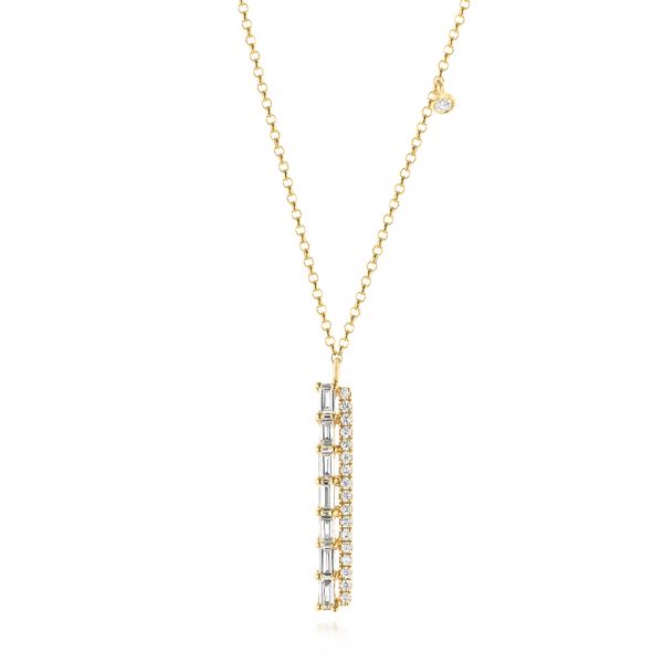 14k Yellow Gold 14k Yellow Gold Contemporary Diamond Necklace - Three-Quarter View -  103701