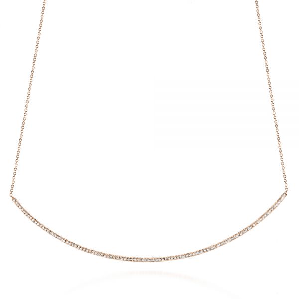 14k Rose Gold 14k Rose Gold Curved Bar Diamond Necklace - Three-Quarter View - 105289