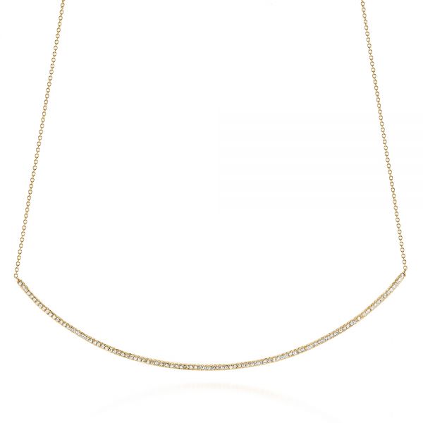 14k Yellow Gold 14k Yellow Gold Curved Bar Diamond Necklace - Three-Quarter View -  105289