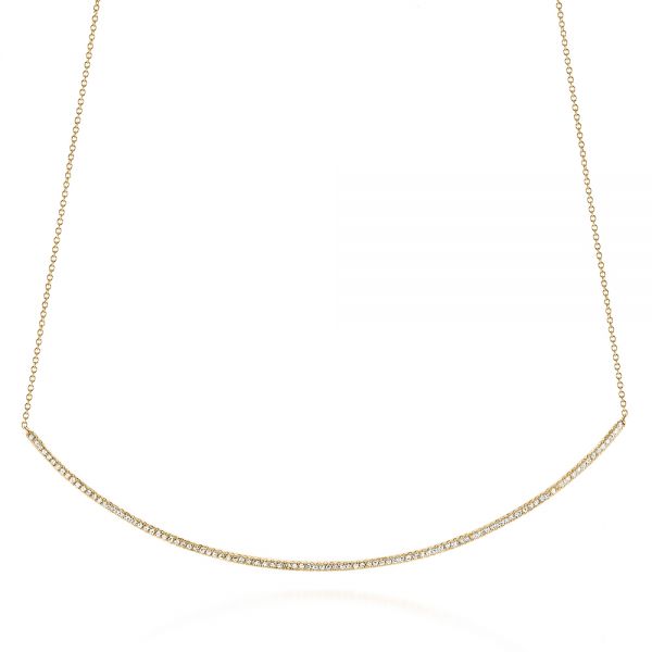 14k Yellow Gold 14k Yellow Gold Curved Bar Diamond Necklace - Three-Quarter View -  105289