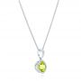 18k White Gold 18k White Gold Cushion Peridot Pendant - Flat View -  102638 - Thumbnail