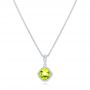 18k White Gold 18k White Gold Cushion Peridot Pendant - Three-Quarter View -  102638 - Thumbnail