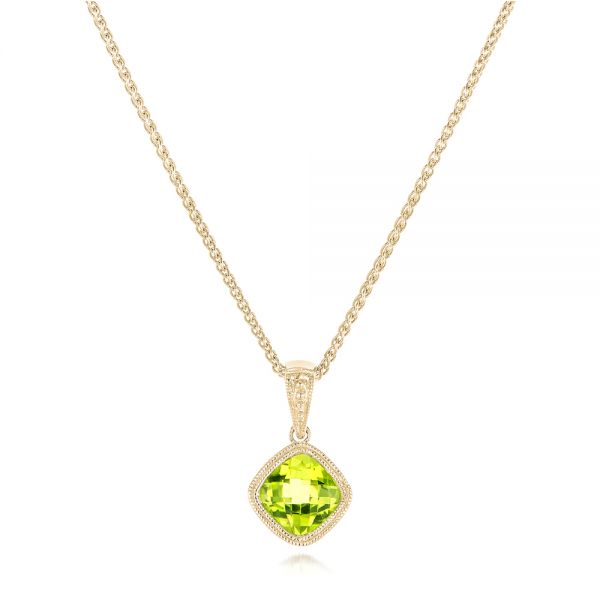 14k Yellow Gold 14k Yellow Gold Cushion Peridot Pendant - Three-Quarter View -  102638