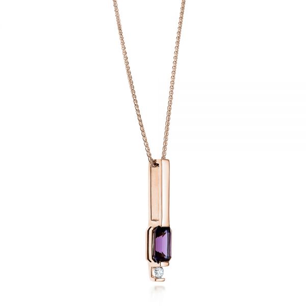 14k Rose Gold 14k Rose Gold Custom Alexandrite And Diamond Pendant - Flat View -  103526