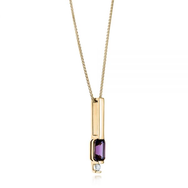 14k Yellow Gold 14k Yellow Gold Custom Alexandrite And Diamond Pendant - Flat View -  103526