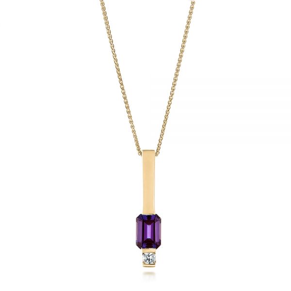 14k Yellow Gold 14k Yellow Gold Custom Alexandrite And Diamond Pendant - Three-Quarter View - 103526