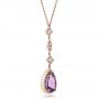 14k Rose Gold 14k Rose Gold Custom Amethyst And Diamond Halo Pendant - Flat View -  100701 - Thumbnail