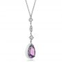 14k White Gold Custom Amethyst And Diamond Halo Pendant - Flat View -  100701 - Thumbnail