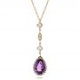 14k Yellow Gold 14k Yellow Gold Custom Amethyst And Diamond Halo Pendant - Three-Quarter View -  100701 - Thumbnail