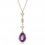 18k Yellow Gold Custom Amethyst And Diamond Halo Pendant