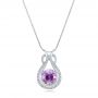 14k White Gold Custom Amethyst And Diamond Pendant - Three-Quarter View -  102526 - Thumbnail