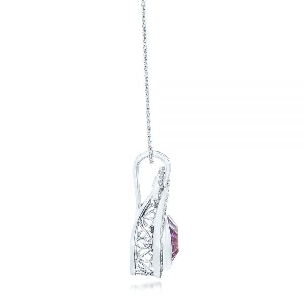 18k White Gold 18k White Gold Custom Amethyst And Diamond Pendant - Side View -  102526