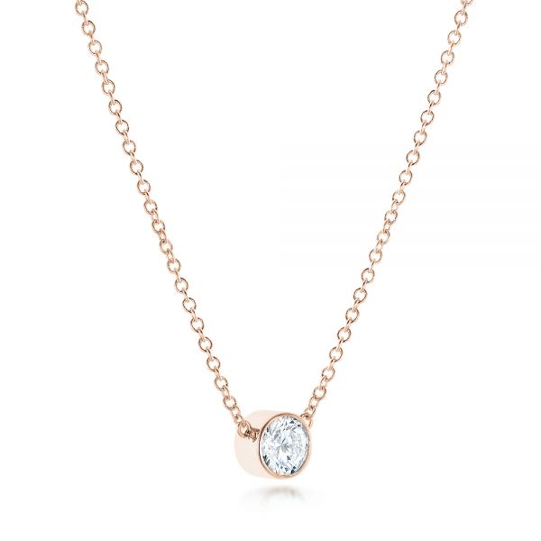 14k Rose Gold 14k Rose Gold Custom Bezel Set Diamond Pendant - Flat View -  102599 - Thumbnail