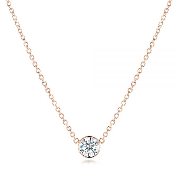 14k Rose Gold 14k Rose Gold Custom Bezel Set Diamond Pendant - Three-Quarter View -  102599 - Thumbnail
