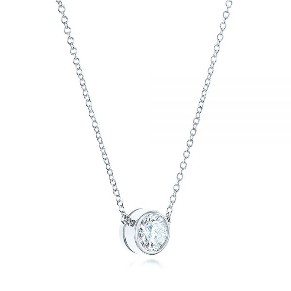  Platinum Platinum Custom Bezel Set Diamond Pendant - Flat View -  102524 - Thumbnail