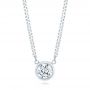 14k White Gold Custom Bezel Set Diamond Pendant - Three-Quarter View -  103205 - Thumbnail